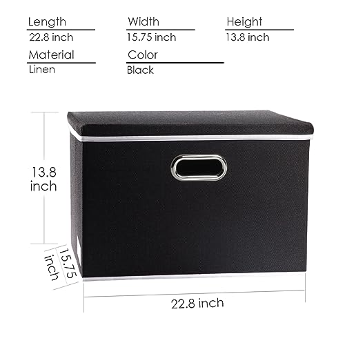 Image of PRANDOM Extra Large Collapsible Storage Bins with Lids [5-Pack] Linen Fabric Foldable Storage Baskets Boxes Organizer Containers Cube with Cover for Bedroom Closet Office Nursery (22.8x15.75x13.8)