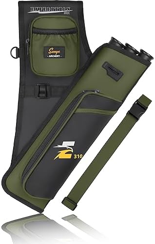 SUNYA Archery Hip Quiver for Arrows. Includes 3 Tubes Arrow Holder, Accessories Pockets and Waist Belt. Fit for Compound and Recurve Bow Practice. SUNYA Archery Hip Quiver for Arrows. Includes 3 Tubes Arrow Holder, Accessories Pockets and Waist Belt. Fit for Compound and Recurve Bow Practice.