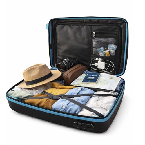 Image of Police Primex Bi-Color Trolley Bag | Hard PP Check-in Suitcase with TSA Lock & 8 Spinner Wheels | Lightweight Travel Luggage for Men & Women | Black /Teal (Set of 3)