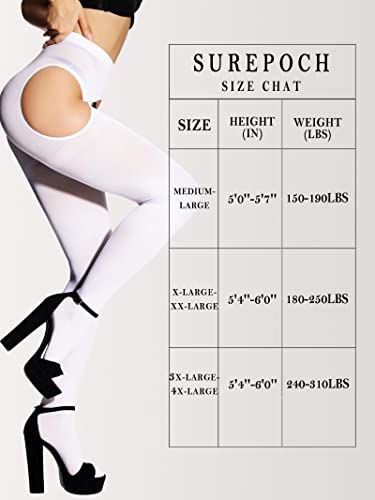 Image of SUREPOCH Suspender Tights for Women Plus Size Garter Belt White Control Top Pantyhose