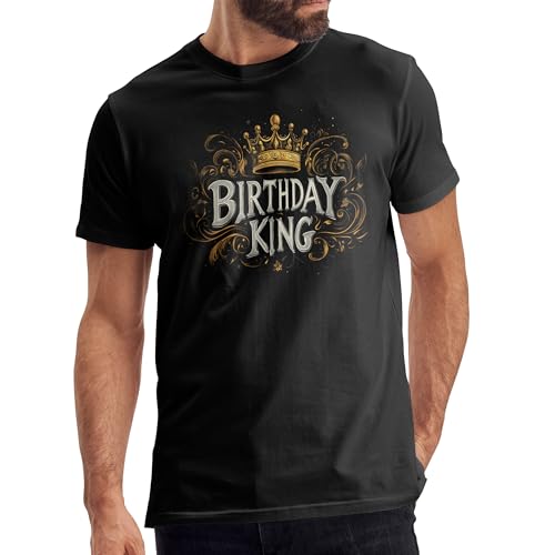 Birthday King Shirt for Men Birthday Gift for Men Husband Boyfriend Brother Gold and Black Graphic Tee2