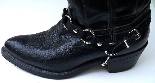 Dangerous Threads Western/Biker Boot Harness Chains Metal Rings, Black Leather3
