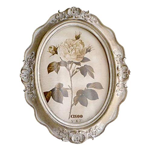 Cisoo Vintage Oval Picture Frame 5X7 Antique Photo Frame Table Top Display And Wall Hanging Home Decor (Wood Color) #TOP4