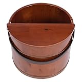Liffshsy Wood Vintage Barrel for Foot Bath Foot Tub, Foot Bath Bucket with Massage and Handle, Foot Bath Tub for Families Foot Bath Centers Hotels (Brown)