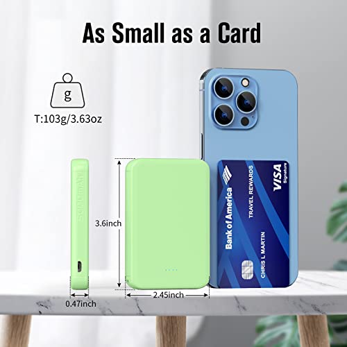 Vanyust Mini Power Bank,Portable Charger 5000Mah Capacity External Battery Pack Dual Output Port With Led Status Indicator Power Bank For Iphone, Samsung Galaxy, Android Phone,Tablet & Etc (Green) #TOP1