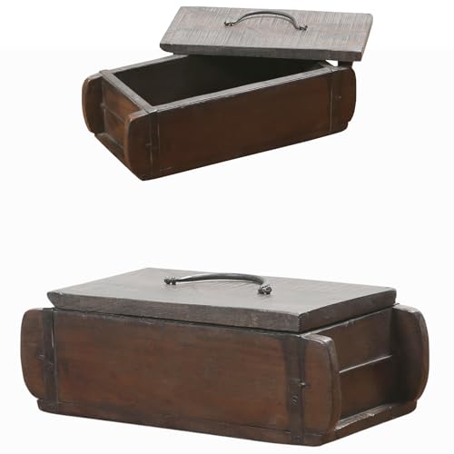 Marrakech - Scatola portaoggetti con coperchio in legno Gafeau, 32 cm, stile vintage, per conservare gioielli, scatola in legno massiccio, pezzo unico, ideale come regalo per donne e fidanzate