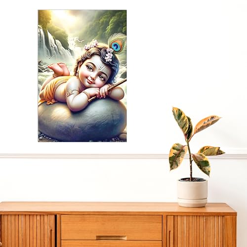 Image of Twinster Bal krishna Posters Photo for Pregnant Women, Baby Poster Self Adhesive (Size 45 cm by 30 cm) Pack of 1 (Design 15)