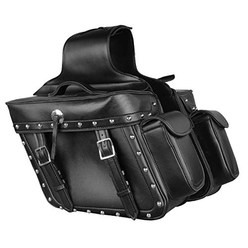 Image of Milwaukee Leather Studded Throw-Over Motorcycle Saddlebags - Synthetic Leather - Universal Fit - Zip-Off - Large