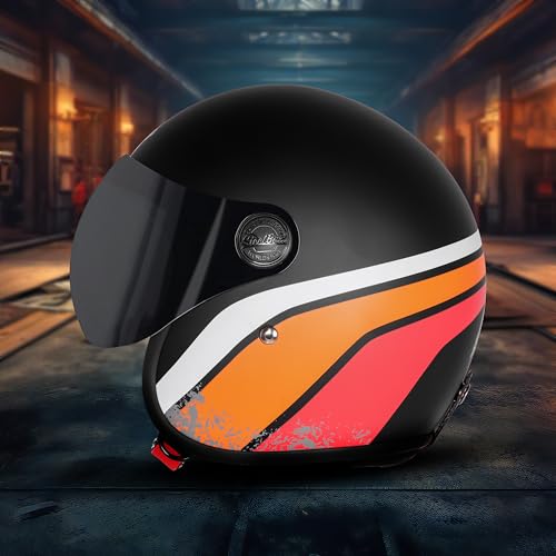 Image of Steelbird SBH-54 Retro Rustic ISI Certified Open Face Helmet for Women and Men Motorbike Helmet