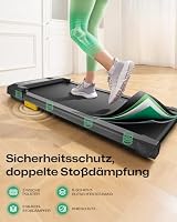UREVO Smart Walking Pad, Kompaktes Leises Laufband Schreibtisch, mit Sechs-Punkt-Stoßdämpfung, Workout-App mit Track Insights und MIIT-Modus, Max. Belastung 120KG für Zuhause/Büro – Ansicht 6