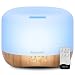HOMEWEEKS 300ml Essential Oil Diffuser, Quiet Aromatherapy Mist Diffusers For Essential Oils, Wood Grain Ultrasonic Oil Diffuser With Remote Control, Timer, 7 Colors Light For Baby Bedroom Loft Office