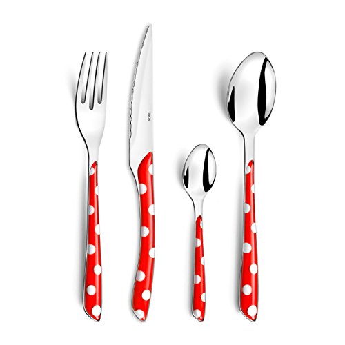 Amefa 2234AAMBA1B60 ECLAT Polka Dot 16-Piece Cutlery Set stainless steel red Ménagère 16 couverts pour 4 personnes