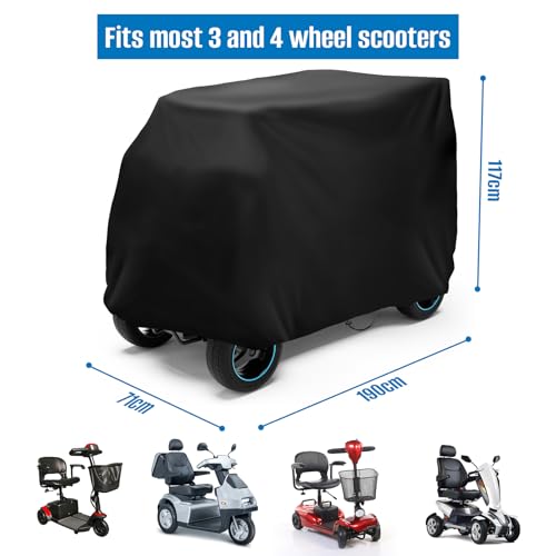 SIRUITON Opberghoes voor mobiele scooters, rolstoelhoes, waterdicht voor reizen, lichtgewicht elektrische stoelhoes, regenbeschermer tegen stof/vuil/sneeuw/regen/zonnestralen (140 x 66 x 91 cm) - Afbeelding 6