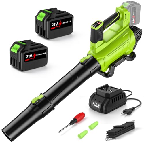 IERAKOR Laubbläser Akku mit 2 Akkus und Ladegerät Bürstenloser Motor