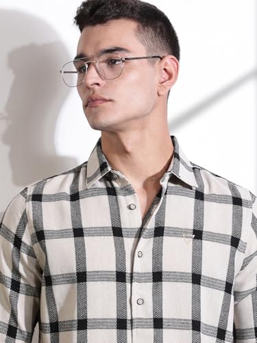 Image of Thomas Scott Men's | Checks | Full Sleeve | Slim Fit | 100% Cotton | Spread Collar | Casual Shirt