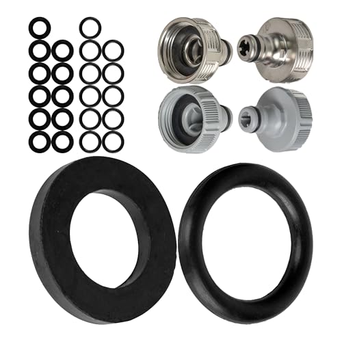 Ersatz Dichtungen Mix Set 24 Stück für G 1/2 Zoll Garten Systemteile kompatibel mit Gardena 21 mm Hahnverbinder 18240 18220 15273 aus Silikon Ø 16 x 11 O-Ringe und 19 x 11 mm Flachdichtungen