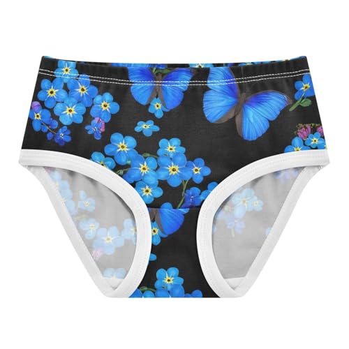 Blue Butterflies Flowers Black Panties for Girl Toddler Underwear Floral Cotton Cartoon Kids Briefs Undies 2t