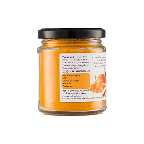 Image of Honey and Spice High Curcumin Turmeric (100g) | Glass Jar Packaging | Haldi Powder | Ideal for Eating, Drinking, Cooking | Natural and Fresh