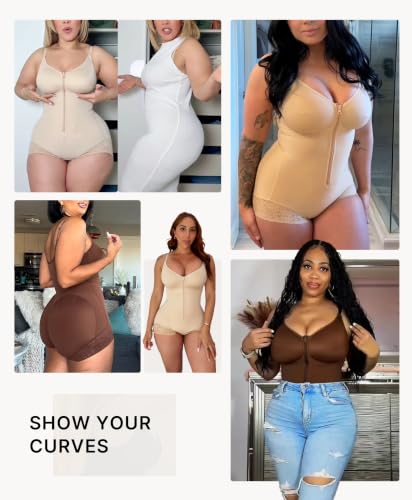 Image of SHAPELLX Faja Body Shaper for Women, Zipper Shapewear Bodysuit with Bra