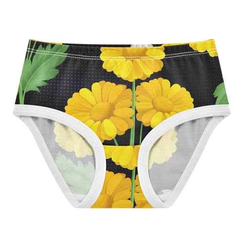 Cotton Girls Underwear Toddlers Bright Yellow Daisies Black Cute Panties Girl Animal Underpants Briefs 2t