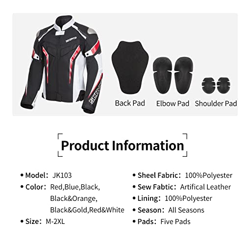 Scoyco Mesh Motorcycle Jacket Motorbike Biker Riding Ce Armored Wear-Resistant Jacket Breathable Protective Gear For Men 4-Season #TOP3