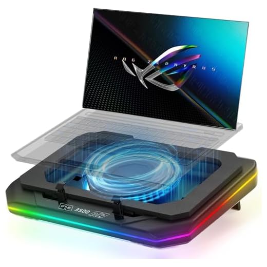 Cooling Pad for Asus ROG Zephyrus G16 G14 G15 M16 M15 S S17 Zephyrus Duo 16 15 ROG Flow X16 Gaming Laptop,with Powerful Turbo Cooling Fan Can Fast Cooling CPU+GPU 40°C, 6 RGB Light Mode,Touch Start