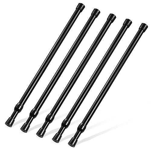 Image of 5 Pack Tension Rod 16 to 28 Inch, Goowin Small Tension Rod, 5 /8 inch Diameter No Drilling Expandable Short Tension Rods Spring Rods, Tension Rods for Closet, Cupboard, Hanging Clothes, Black