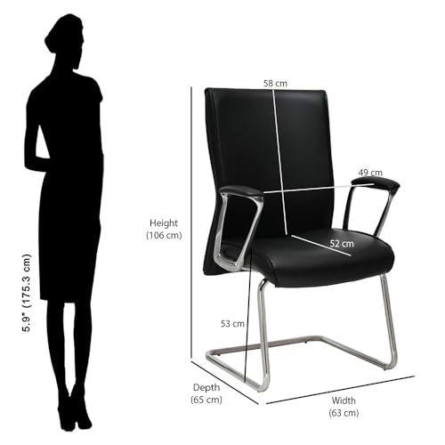 Image of Nilkamal Command Mid Back Leatherette Visitor Chair|Assembly Required| Office & Home Office|Black
