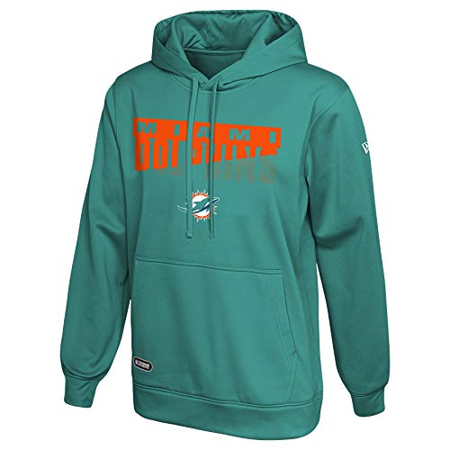 New Era NFL Mens Scoreboard Pullover Performance Hoodie Pro Football Fleece Hoodie Miami Dolphins Large