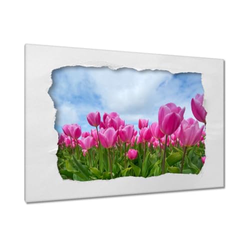 Peinture imprimée sur toile pour salon motif tulipes roses