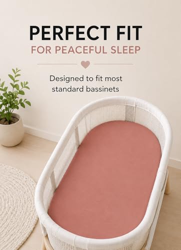 Image of Bassinet Sheets, Universal Fit 33 x 17, Mauve-Beige-Lavender, 3 Pack