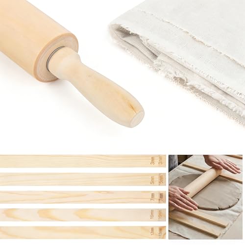 Lupnkl 12-Pack Ceramic & Pottery Tools Kit Clay Rolling Pin & Slab Roller for Pottery Ideal for Clay Projects & Pottery Teaching Complete Ceramic Tools Kit