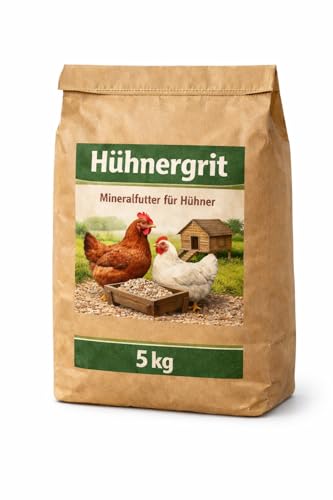 5 kg Muschelgrit Grit für Hühner Natürlicher Futterkalk für Geflügel Reich an Calcium Mineralfutter Ohne künstliche Zusätze Magenkiesel Hühnergrit Hühnerkiesel Muschelkalk Gritstein