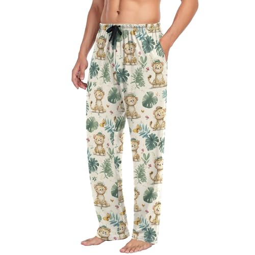 Men's Pajama Pants,Cute Cheetahs Mushrooms Lounge Lightweight Sleep Bottoms Pants with Pockets Size S-XXL4