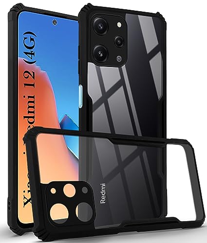 Image of Jkobi Back Cover Case for Xiaomi Redmi 12 (Shockproof with Polycarbonate Clear Panel | Professional Black)