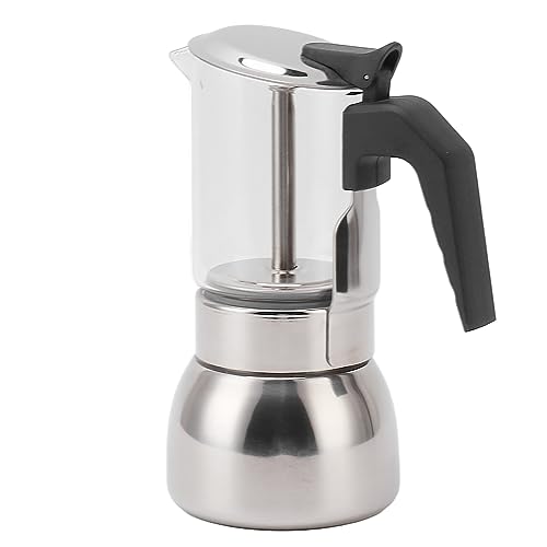 CHICIRIS Cafetera multifuncional de acero inoxidable fácil de usar para cafetería en casa, resistente al calor, vidrio transparente, amigos y familiares, olla moca portátil (200 ml)