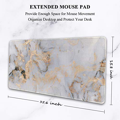 Image of Auhoahsil Large Gaming Mouse Pad, XXL 35.4 x 15.7 in Office Desk Mat, White