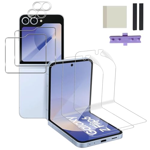 Wonsoso for Samsung Galaxy Z Flip6 /Z Flip 6 Screen Protector 2+2+2pcs Soft Flexible TPU Inner Film & Tempered Glass Armored Film & Camera Lens Protector Fingerprint Support Bubble-free