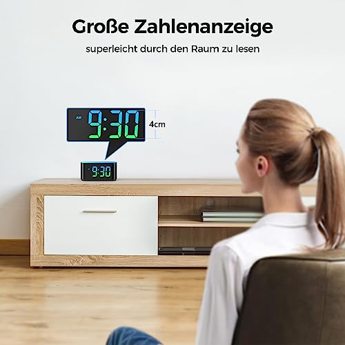 DOUMOSH Wecker Kinder mit Nachtlicht, RGB Nachtlicht, 0-100% Helligkeitsdimmer, Farbenfroh Display, Digitaler Kinderwecker für schulanfänger, Mädchen, Jungen