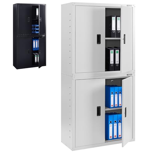 Arebos Aktenschrank Büroschrank Lagerschrank Materialschrank Stahlschrank 2 Höhenverstellbare...