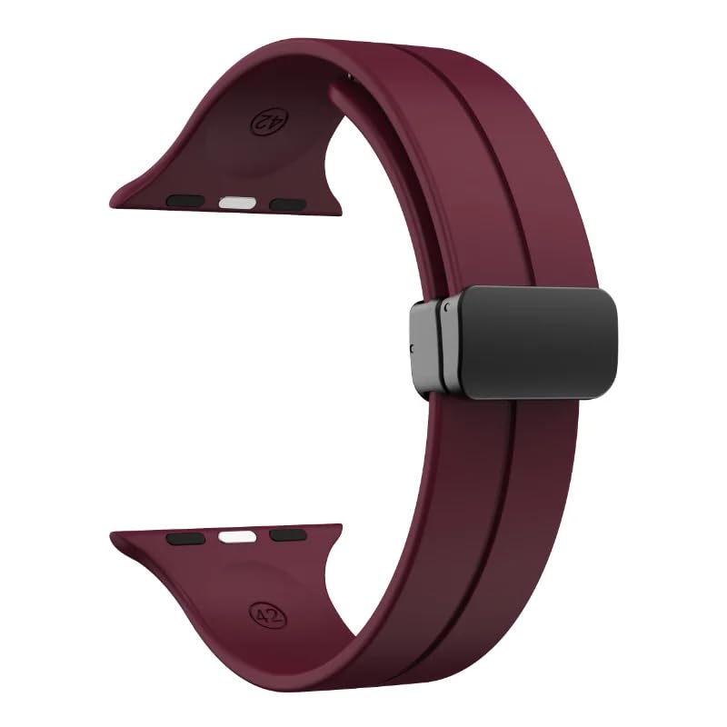 Image of Soft Silicone Sport Band Compatible with Apple Watch Ultra 49mm 45mm 44mm 42mm Magnetic Clasp Adjustable Strap For iWatch Series 10 9 8 7 6 5 4 3 2 1 SE Ultra 2nd gen (Only Strap, No Watch)