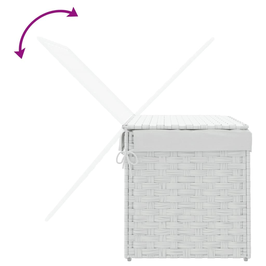 vidaXL Cesto Portabiancheria Coperchio Bianco 55,5x35x34 cm Polyrattan