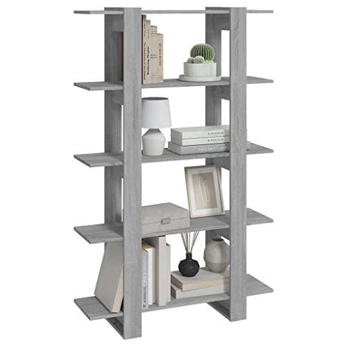 Estantería estrecha de madera gris Sonoma con diseño moderno estable 7