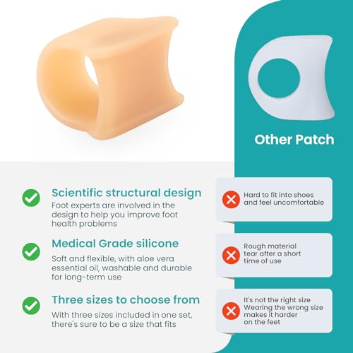 Correttore Per Dita Dei Piedi A Martello Per Donne - Raddrizzatori Per Dita Dei Piedi In Morbido Gel - Riallineamento Di Dita Dei Piedi Piegate,Arricciate,Bunion（6 Count,Medium, Beige） - 6