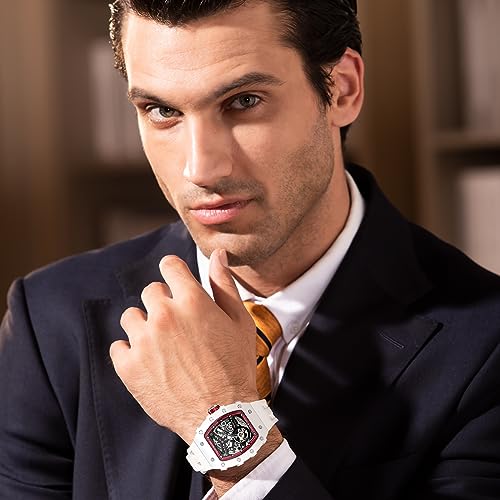 Image of TSAR BOMBA Mens Luxury Watch Automatic Watches for Men 50M Waterproof Japanese Mechanical Movement Tonneau Stainless Steel Case Sapphire Glass Big Face Cool Unique Fashion Gift Men