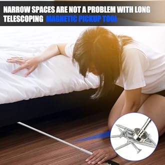 2PCS Telescoping Magnetic Pickup Tool with 40lb Pull Force, 30in Telescopic Strong Magnet Sticks, Non-Slip Long Extendable Magnet Pickup Tools, Magnetic Nail Picker Upper