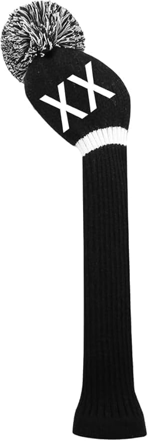 Scott Edward 1 Piece Driver Wood（460cc) Knit Golf Head Cover, Customized Numbers/Letters, Such as 1, 3, 5, S, L,Single Side,Black and White Stripe