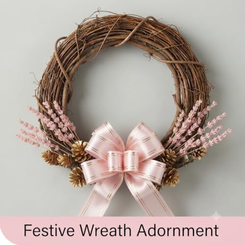 Image of Prokart - Pull Bow Gift Ribbon for Gift Wrapping, Large Decorative Pull Bows for Presents, Hampers, Flower Bouquets, Wedding, Birthday, Christmas & Party Decorations (50MM, Baby Pink, Pack of 100PC)