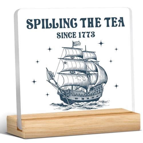 Funny History Teacher Gifts, Appreciation Gifts for Teacher, History Gift for Historical Lovers, Spilling the Tea Since 1773 Acrylic Plaque Desk Signs Decor