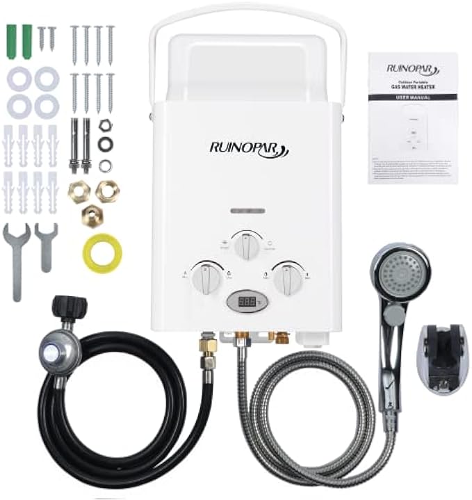 Portable Water Heater Propane Tankless - 6L 1.58GPM RV on demand Hot Gas Outdoor Digital Display Water Heater for Camping ,Boat,Cabins